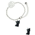 thumbnail image 2 of Delight Jewelry Resin Black Cat Silver-tone Flower Link Chain Bracelet, 6.75"+2" Extender, 2 of 4