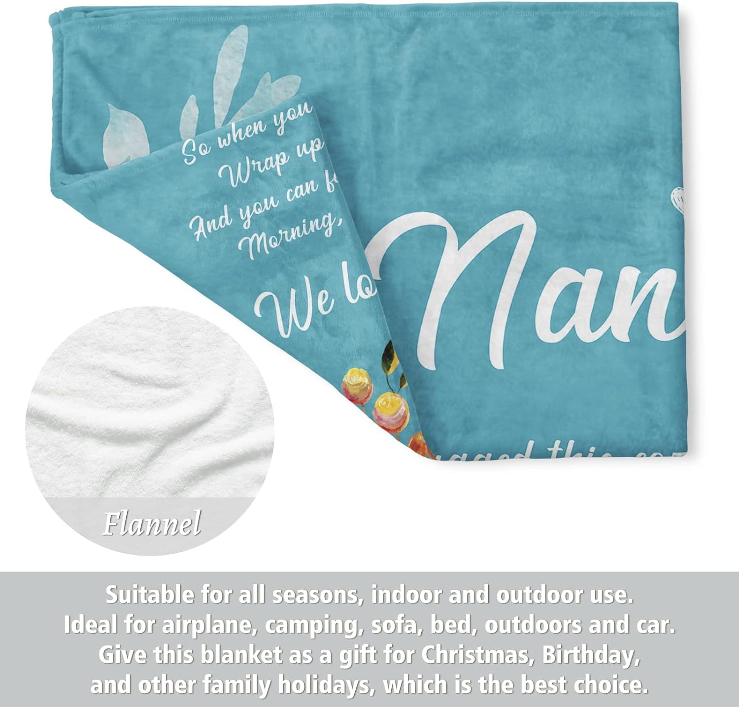 NICKSUN Blanket Gifts for Nana, Nana Birthday Gifts, Mother's Day Gifts for Nana Grandma from Grandkids, We Love You Throw Blankets Presents 50" x 60"