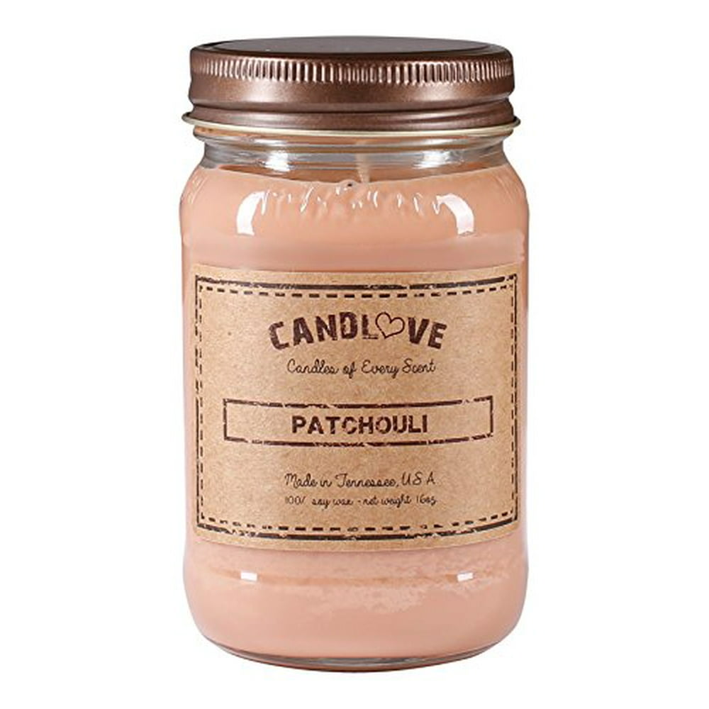 Candlove "Patchouli" Scented 16oz Mason Jar Candle 100 Soy Made In The