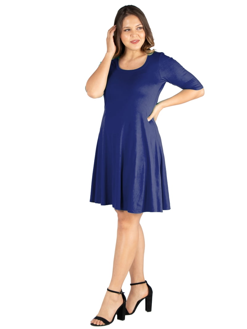 elbow sleeve dress knee length Lands' End Women's Elbow Sleeve Eyelet Knee Length Shirt Dress