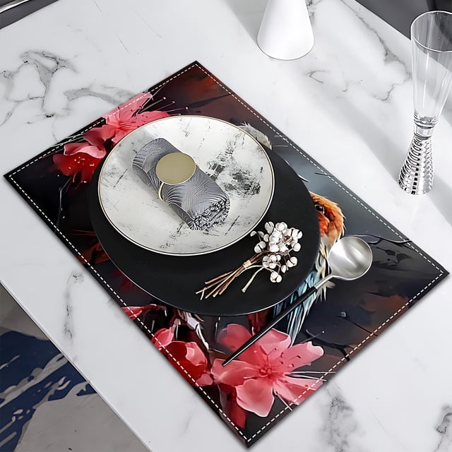 TIMIFIS Ensemble de Table pour la Saint-Valentin, Napperons Isolants, Sets de Tasses en Lin Imprimé, Gadgets de Cuisine