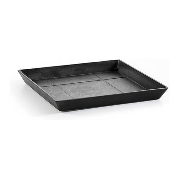 14" Square Plant Saucer - Dark Grey Recycled Plastic Planter Tray - Indoor/Outdoor Frost Resistant Saucer for Flower Pots - Rotterdam & Berlin Series Compatible