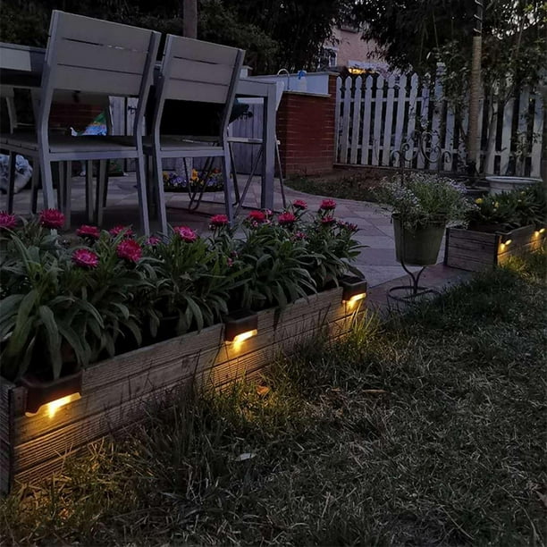 4Pack 10 LED marches solaires lumière extérieure lampe solaire capteur  intelligent étanche applique murale, décoration de jardin