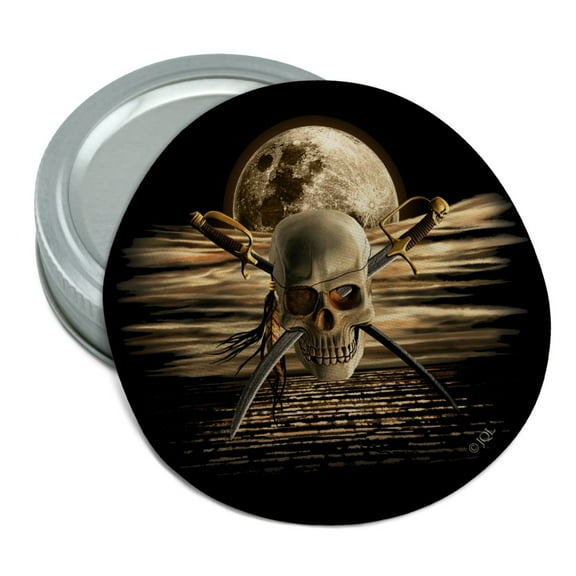 Pirate Skull Crossed Swords Cutlasses Ocean Moon Round Rubber Non-Slip Jar Gripper Lid Opener