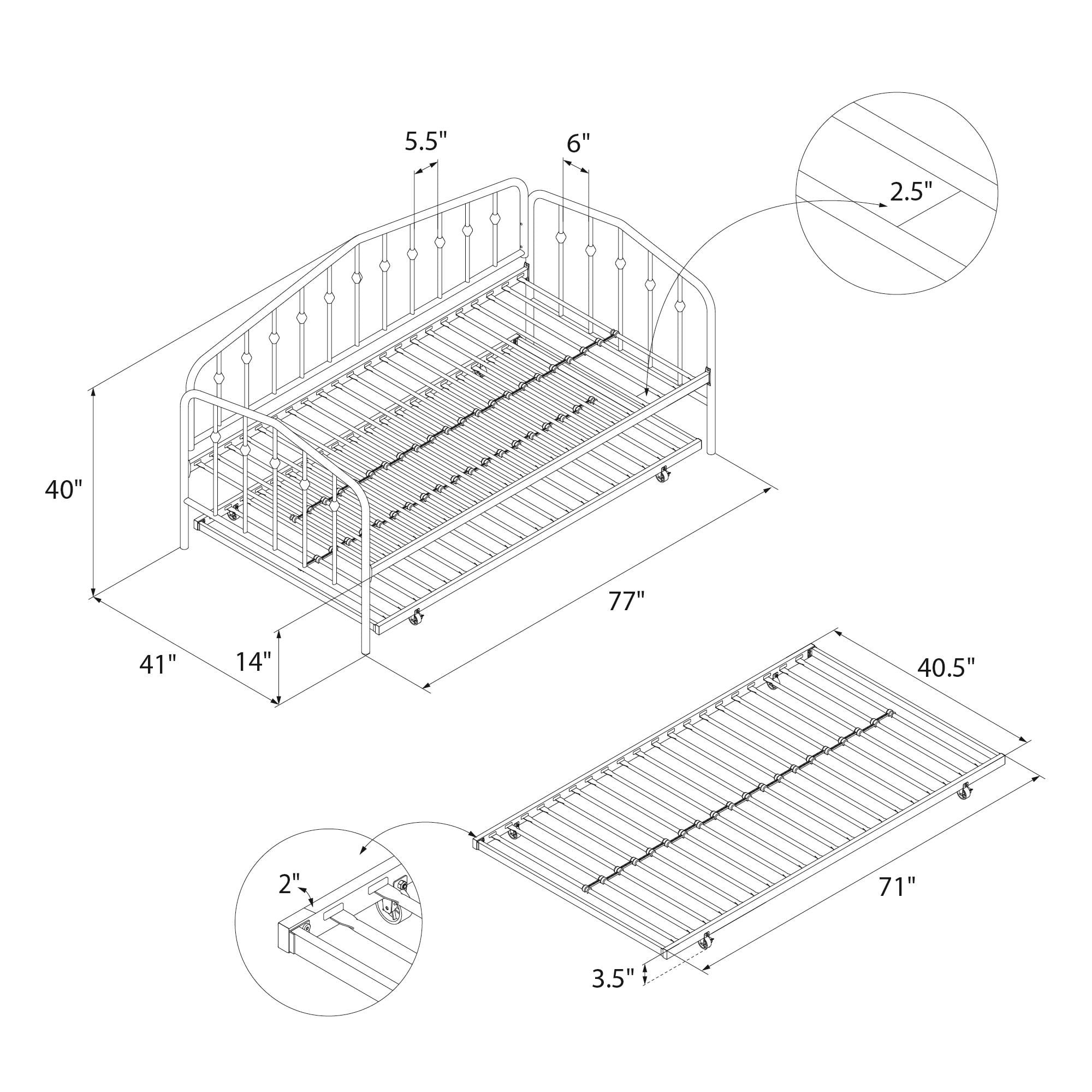 Novogratz Bushwick Metal Daybed & Trundle, Twin, Sea Blue