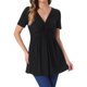 thumbnail image 1 of Blusa de verano con nudo frontal en V para mujeres INSPIRE CHIC, camiseta de manga corta, túnica oversized, color negro, talla XS, 1 of 6