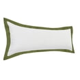 thumbnail image 6 of LR Home Ox Bay Hand-Woven White/Green Bordered All-Natural Cotton Pillow Cover, 6 of 8