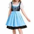 thumbnail image 6 of YOUYEDIAN Oktoberfest Outfit for Kids Girls Short Sleece German Beer Dirndl Dresses Party Halloween Outfit Blue 7-8 Years, 6 of 7