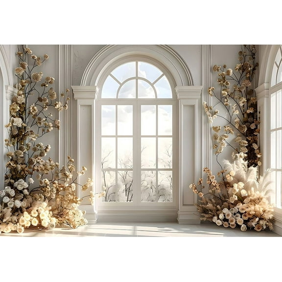 Mehofond Photography Backdrop Indoor Blue Purple Flower Wedding Princess Birthday Party Maternity Window Background Photo Studio