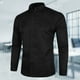 thumbnail image 5 of Camisa de manga larga de corte regular para hombre, camisa informal de negocios a la moda, de color sólido, ajustada, de manga larga, con botones, color negro, 2XL, 5 of 11