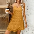thumbnail image 4 of cocolona Womens Summer Halter Dress Sleeveless Ruffle Flowy Mini Dress Casual Solid Color Vacation Beach Sundress, 4 of 7