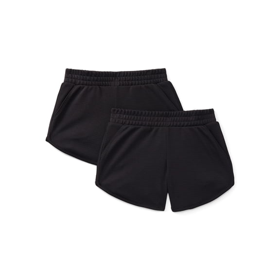 Athletic Works Girls Active Core Shorts, 2-Pack, Sizes 4-18 Plus