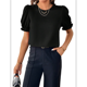 thumbnail image 1 of Blusa de de Corta , Elegante y con Cuello para Mujer, Blusa de Verano. Negro XXL, 1 of 8