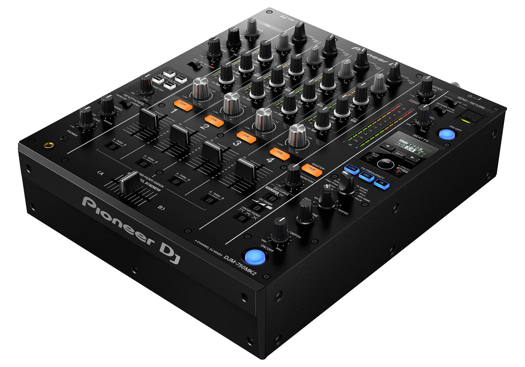 Pioneer DJM-750MK2 4-Channel DJ Mixer - Bundle with TRS Cable, 2 XLR Cables, and Austin Bazaar Polishing Cloth