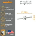thumbnail image 2 of Sunlite 27" 1-Light LED Bar Light Fixture, 15W, 1050 Lumens, Color Temperature Selectable 2700K/ 3000K/ 3500K /4000K/ 5000K, Brushed Nickel, 2 of 8