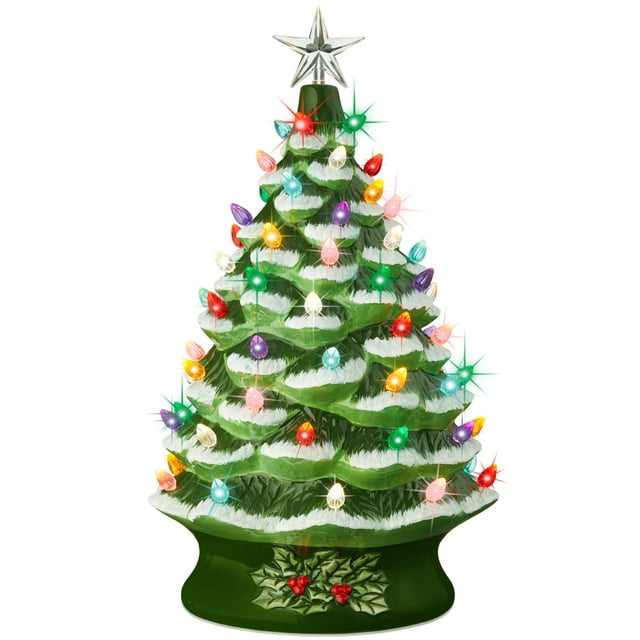 Árbol de Navidad de cerámica Best Choice Products de 24 pulgadas con 74 bombillas