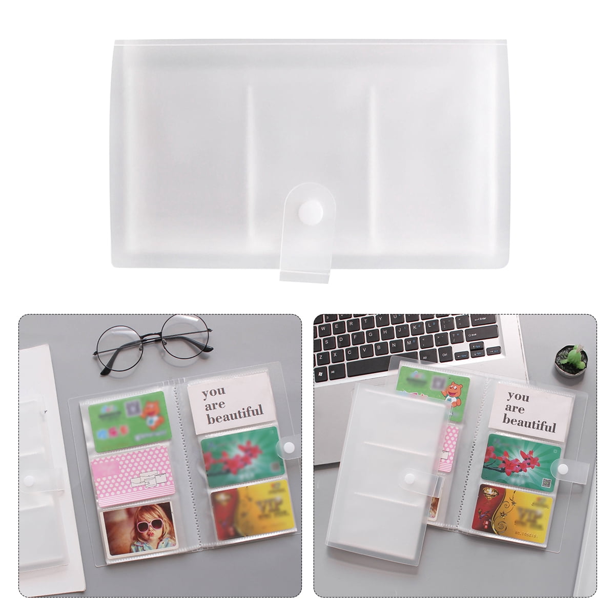4 Pcs 120 Slots Name Cards Case Business Book Plastic Holder Clear Portable Storage