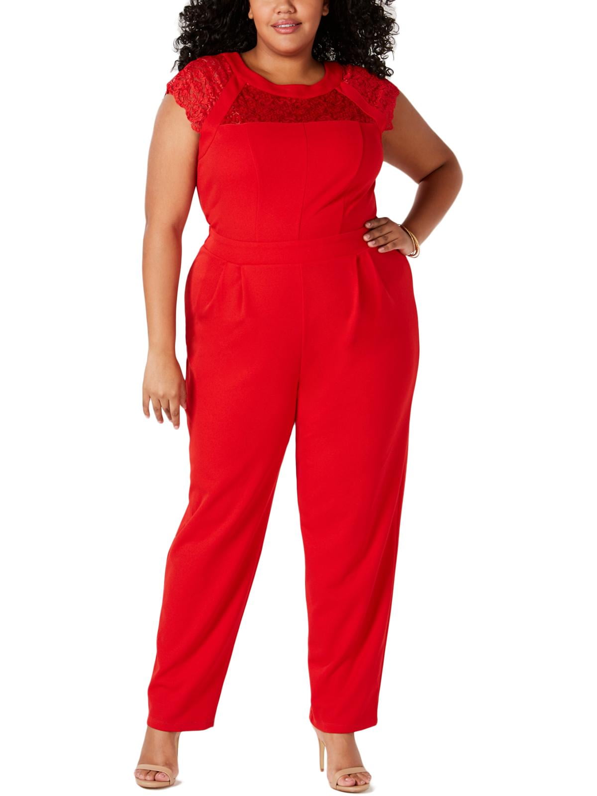 women's dressy red jumpsuit