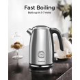 thumbnail image 2 of LONGDEEM Electric Tea Kettle, 1.7L/1500W, Thermometer, Auto Shut-Off, Boil-Dry Protection, Silver, 2 of 7