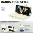 thumbnail image 5 of Allytechgroup for Samsung Galaxy Z Fold 4 Case Wallet, 6 Cards Slots Cash Zipper Pocket S Pen Holder Hand Strap Wrist Flip Cover Protective Phone Case Cover for Samsung Galaxy Z Fold 4,White, 5 of 6