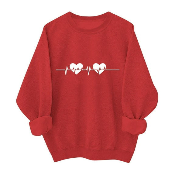 Valentine's Sweatshirt for Women Cute Love Heart Shirts Casual Long Sleeve Valentine Tshirt Clothes Tops