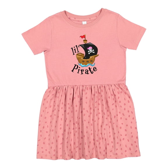 Inktastic Lil' Pirate Pirate Ship, Pink Bandana Girls Toddler Dress