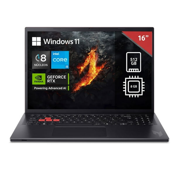 Laptop Acer NL16-71G-552R NVIDIA GeForce RTX 4050 Intel Ci5-13420H 8Núcleos 8/512GB Negro
