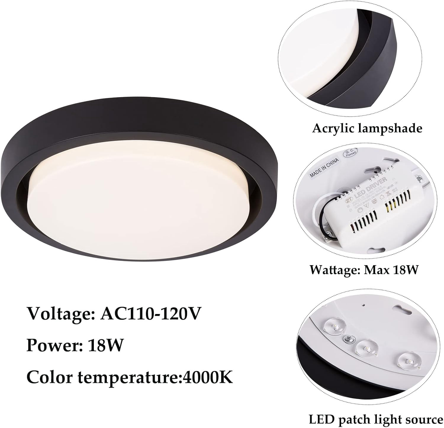 Modern LED Ceiling Light, 12.5"/32cm Dia, Round Flush Mount Ceiling Light Fixtures Flush Mount Ceiling Light for Bedroom, Kitchen, Hallway, Laundry Room, Bathroom, White