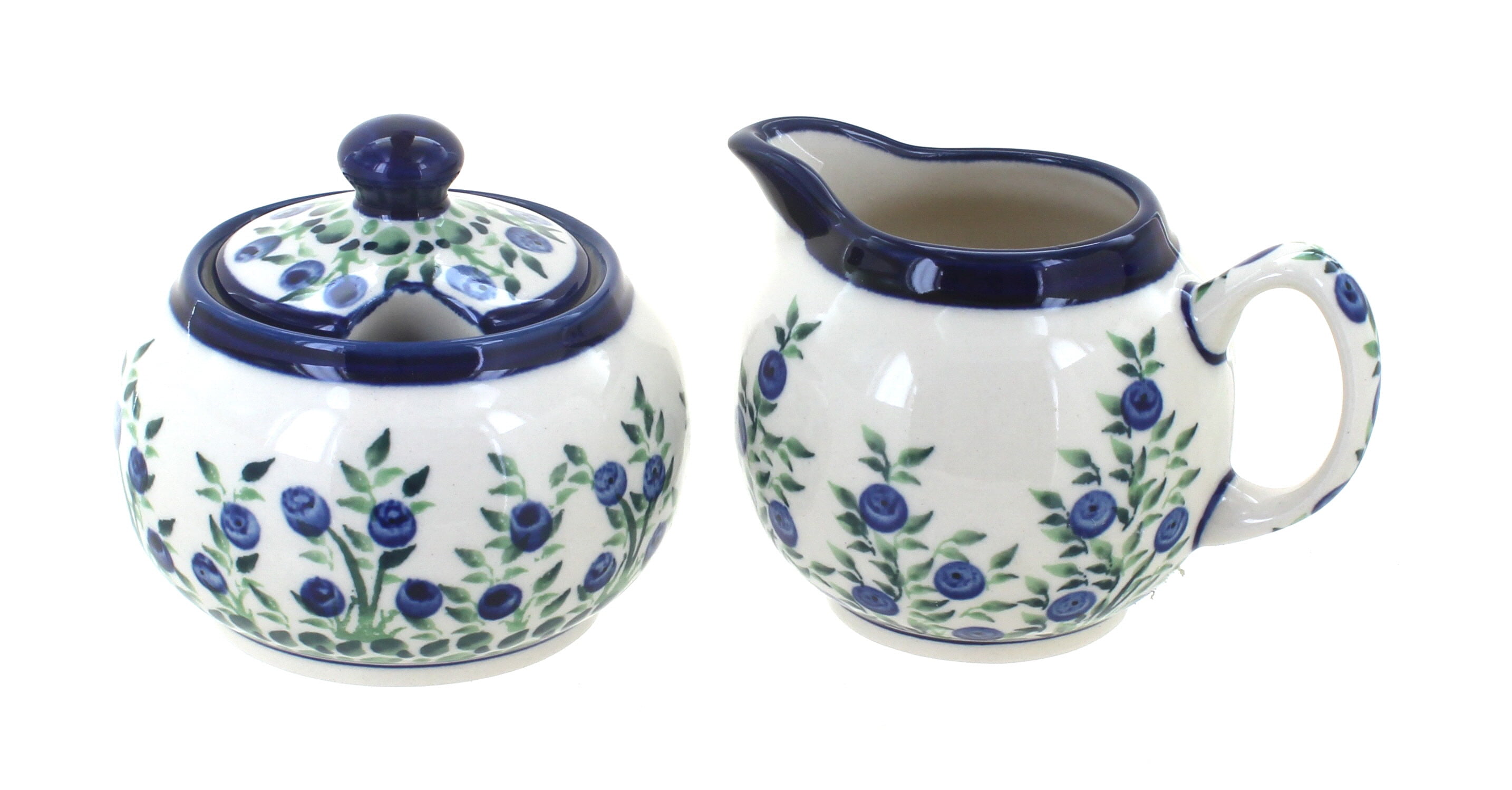 polish pottery sugar and creamer set