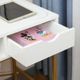 thumbnail image 4 of JJS 40' Writing Desk with Power Outlet, Home Office Contemporary Large Computer Desk Laptop Workstation with Drawer USB Ports Charging Station, White/Golden, 4 of 8