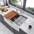 thumbnail image 2 of Double Bowl(60/40) Farmhouse Sink Workstation - 33 Inch Kitchen Sink Stainless Steel 16 gauge Apron Front Kitchen Sink, 2 of 8