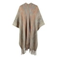 thumbnail image 3 of IDALL Shawl Wraps for Women Scarf for Women Ladies Contrast Color Ball Fringe Knit Shawl Jacket Women Cape Cardigan Pashmina Wraps Ponchos for Women Khaki One Size, 3 of 3