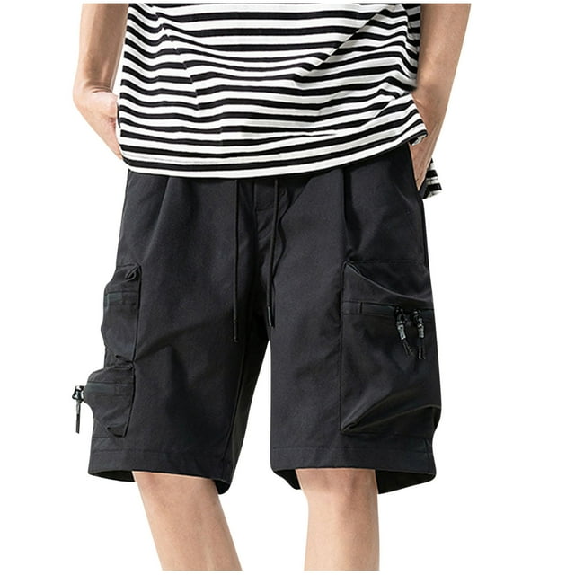 Yhmxh Mens Shorts Gym Shorts Men Men's Casual Solid Color Drawstring Elastic Waist Breathable Pocket Shorts Mens Shorts Casual Workout Shorts Men Summer Shorts