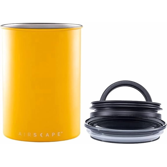 Planetary Design Airscape Stainless Steel Coffee Canister | Food Storage Container | US Patented Airtight Lid | Push Out Excess Air Preserve Food Freshness (Medium, Matte Blue)