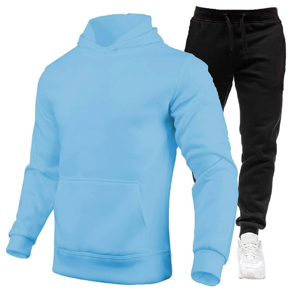BOOMNY Mens Sweatsuits Solid Color Hoodies Sweatpants 2Pcs Gym Sweat Suits Running Jogging Fall Winter Athletic Tracksuit Outfits