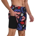 thumbnail image 2 of Rateoe American With Lips Pattern Men’s Swim Shorts with Compression Liner – Double-Layered Quick-Dry Swimwear, Comfortable & Stretchy Beach Shorts-Small, 2 of 6