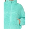 thumbnail image 4 of Women's Drawstring Hem Zipper Front Mock Neck Fleece Cotton Candy Sherpa Jacket with Pockets, 4 of 5