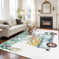 thumbnail image 3 of Easter Day, Area Rug 6x9 FT, Non Slip Living Room Throw Carpet, Farm Truck Eggs Sweeping Eucalyptus Leaves Washable Soft Large Floor Carpet Non-Shedding Rug for Bedroom Dining Room Play Room, 3 of 9