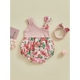 thumbnail image 3 of SXYPAYXS Newborn Baby Girl Summer Outfits Floral Bow One Shoulder Romper Bodysuit and Headband Set Infant Cute Clothes, 3 of 7