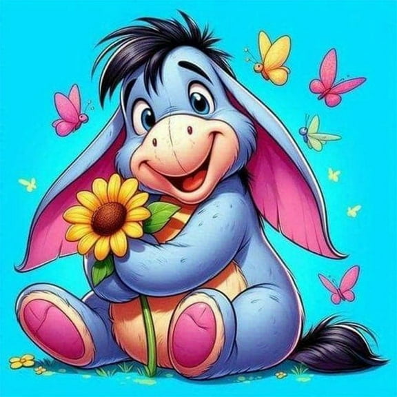 DIY 5D Diamond Digital Painting Kit Crystal Rhinestone Embroidery Cross-stitch artwork Crafts Canvas wall Decoration Birthday Gift Tigger Eeyore (Winnie the Pooh) 12 X 12 inches