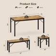 thumbnail image 4 of Aiho Dining Table Set for 6 Person, 63" Kitchen Table with 2 Benches & 2 Stools, Space Saver Dining Set for Kitchen, Dining Room, Living Room, Retro, 4 of 9