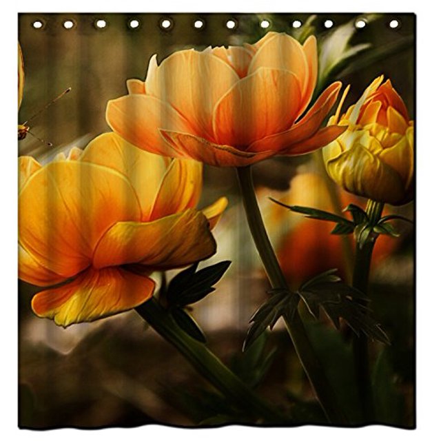 Cortina de ducha Impermeable ABPHQTO Flores y mariposas 150x180 cm