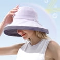 thumbnail image 3 of Women Fisherman Hat Contrast Color Round Lightweight Fasten String Anti-UV Lady Cap Headwear, 3 of 8