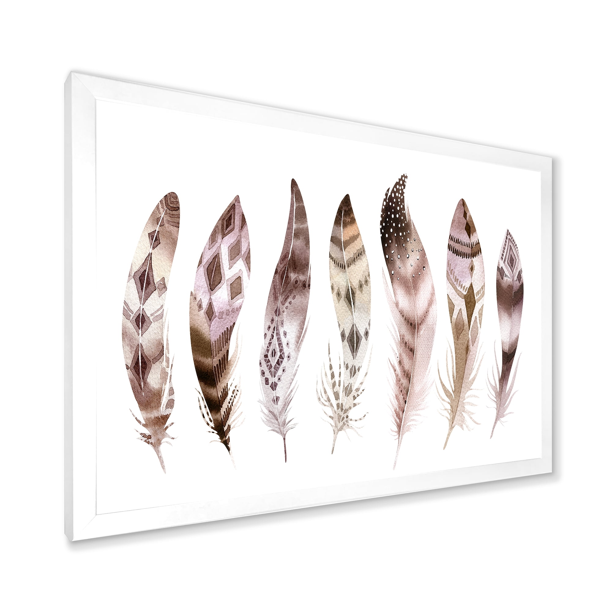 Designart 'Colourful Boho Art Feather Set X' Bohemian & Eclectic Framed Art Print