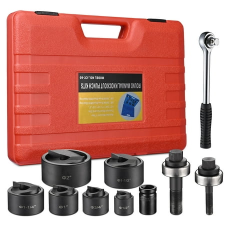 

Yescom 6 Ton Manual Knockout Hole Punch Driver Kit 1/2 to 2 Inch 6 Dies Hole Cutter Set
