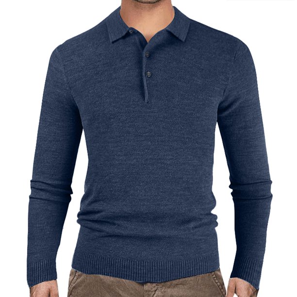 Gibobby Suéter cuello redondo hombre Suéter de Manga Larga con Cuello Redondo Chamarra para Hombre(Marina,Grande)