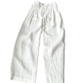 thumbnail image 4 of Mifsaly Wide Leg Linen Pants for Women Drawstring Elastic Waist Palazzo Pants Lightweight Casual Lounge Beach Summer Bottoms with Pockets White,XL, 4 of 6