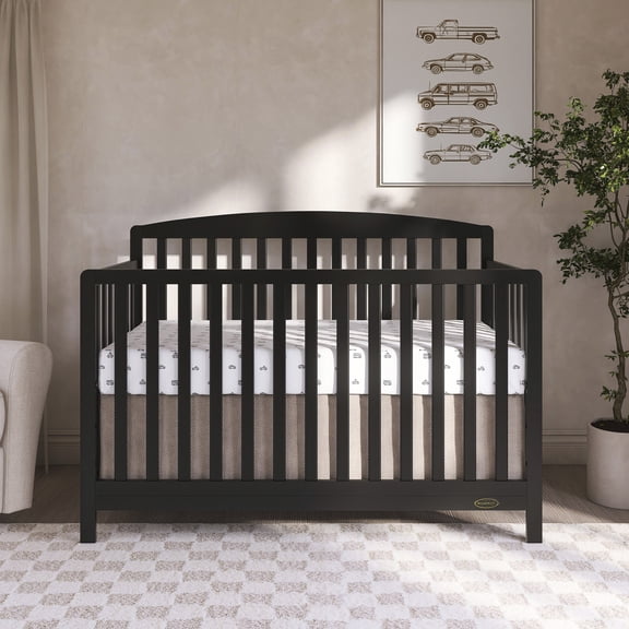 Dream On Me Odelle 5-in-1 Convertible Crib, Converts from Baby Crib to Toddler Bed, Daybed, Kids Bed and Full Size Bed, Three Adjustable Mattress Heights, Matte Black