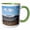 Green/White, variant on 3drose, a Mountain in Ogden Utah with a Blue Lake Beneath, 11oz Two-tone Black Mug