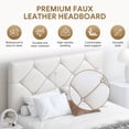 thumbnail image 5 of Twin Bed Frame with Upholstered Faux Leather Headboard, UHOMEPRO Platform Bed Frame with Wood Slat Support, No Box Spring Needed, Beige, 5 of 10
